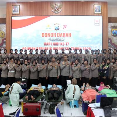 Polwan Polresta Sidoarjo Gelar Donor Darah Sambut HUT ke-77